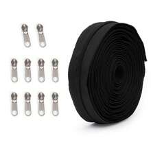 1 套 = 450 厘米拉链 + 10 个拉链头，3# 尼龙拉链，10 种颜色，带银灰色拉链头，适用于服装、箱包、户外帐篷等。