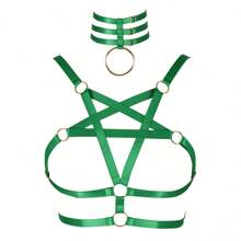 女士五芒星身体束缚文胸笼式文胸无罩杯朋克风绑带文胸均码 - A - 查看 15