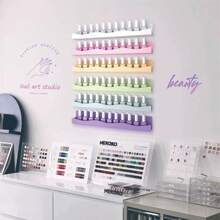 Nail Polish Wall Rack,15 Inch 6 Pastel Colors Acrylic Nail Polish Floating Shelves For 66-90 Bottles Multi-Purpose,Ideal Gift For Girls Teens,Great Display For Salons Retailers,For Holiday Beach, Bathroom Collection, Bedroom Collection, Large Capacity