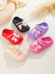 HOEASE 1 Paar Mädchen Mode leichte atmungsaktive Lässig Slip-On Gartenscuhe, weiche elastische EVA Laufsohle, geeignet für Innen- und Außenbereich, ganzjährig