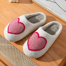 女士可爱心形拖鞋，多种颜色，舒适秋冬季室内拖鞋 - 紅色 - 查看 3