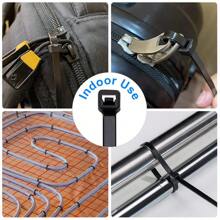 Paquete de 100 piezas de bridas de cable negro y blanco, con una resistencia a la tracción de 40 libras, bridas de cable de nailon autobloqueantes, bridas de cable para fijación y empaquetado, usos múltiples en el hogar, en aplicaciones eléctricas interiores y exteriores, para electricistas, centros comerciales y construcción, suministrados en empaque exprés - Negro - Ver 8