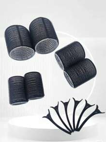 12-Piece Hair Roller Fluffy Curly Air Fringe Roll Self-Adhesive Hair Roll Hook And Loop Free Perm Multi-Size Hair Clip Duck Lip Tray Clip One Line Needle Lip Clip Clip For Barbershop,Valentine's Day Couple As Gift Hair Accessories Tool