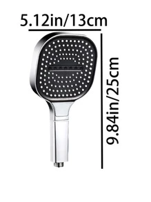 Juego de ducha de mano cuadrada (cabezal de ducha/manguera/soporte), con efecto potenciador de la presión del agua y gran caudal de agua, adecuado para duchas de baño domésticas y suministro de agua caliente.