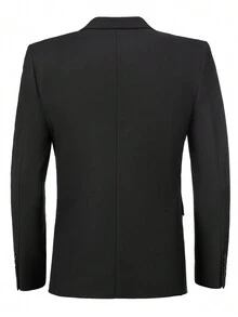 WindsorQuad Furuyal Herren Große Größen 3 Stücke Anzug Set Einfarbig, eleganter Slim Fit mit Einreiher, bestehend aus Sakko, Weste und Hose, geeignet für Hochzeiten, Partys, Galas, formelle Anlässe, Geschäft, Schwarz, Größe XS-3XL - Schwarz - Übersicht 2