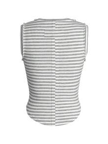 Summer Women's Back Splicing Design Commuter Chic Striped Print Sleeveless Slim Vest Top - Grey - View 3