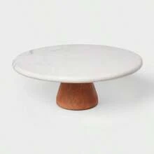 Marble And Wood Cake Stand - This Cake Stand Features A Smooth Marble Top And Wood Stand That Adds Just The Right Amount Of Modern Appeal To Your Home. The Next Time You Throw A Party Or Host A Dinner - 1 - View 2