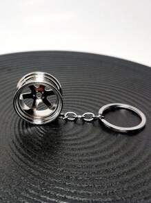 POLASUP 1pc Men's Keychain Creative Surprise Car Part Steel Ring Car Enthusiast Wheel Hub Modification Pendant - White - View 10