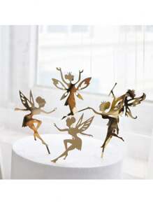 25pcs Or 5pcs Fairy Cake Decorations, Wooden Simulation Pink Mushroom Paper Butterfly Green Leaf Cake Decorations, Fairy Garden Wooden Door Frame, Fairy Cake Decorations, Fairy Party Supplies Decorations, Suitable For Birthday Cake Baking Decorations, Forest Theme Cake Decorations