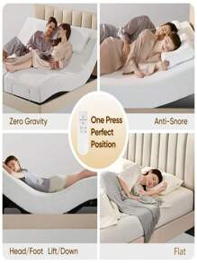 Adjustable Bed Frame Twin Size Power Beds Base,Head & Foot Incline,Remote,Memory Pre-Sets - 白色 - 查看 4