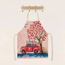 1pc Happy Valentine's Day With Love 3D Pattern Linen Apron For Home Cooking, Kitchen Wear, And Cooking Enthusiasts - Multicolor - View 13