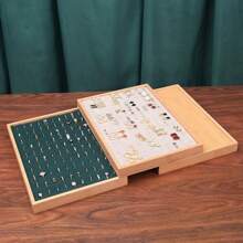 Fashion Wood Velvet 100 Digit Ring Display Tray Jewelry Stud Earrings Storage Plate Jewellery Counter Showcase Props - Black - View 2