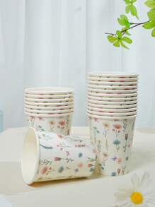 10/25/50, 9-Ounce Paper Cups, Fresh Floral Theme, Disposable Bathroom Cups, Mouthwash Cups, Paper Sample Cups, Disposable Drinking Cups, Party, Home And Office Paper Cups, Reception Guests, Friends, Disposable Espresso Cups, Water, Juice, Candy And Snack Cups, New Mom Bath, New Year Gifts, Suitable For Various Holidays - Multicolor - View 12