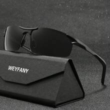WEYFANY 男女通用方形经典金属框偏光太阳镜，户外运动驾驶钓鱼旅行眼镜，高级礼盒，夏季海滩度假、户外、旅行的节日礼物 - 彩色 - 查看 4