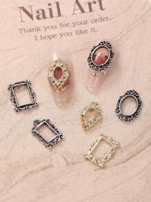 20pcs Square Frame Nail Charms Vintage Metal Nail Supplies Gold Silver Personalized Nail Art 3D Nail Gems Suitable For DIY Nail Salon And Personal Use - Multicolor - View 5