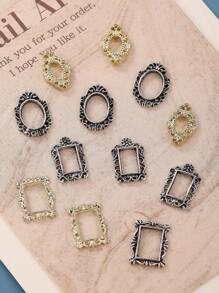 20pcs Square Frame Nail Charms Vintage Metal Nail Supplies Gold Silver Personalized Nail Art 3D Nail Gems Suitable For DIY Nail Salon And Personal Use - Multicolor - View 3