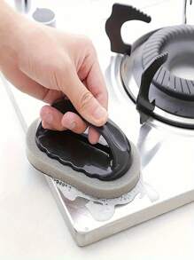 1 Stück schwerer Duty Diamant-Schleifpapier Magie Schwamm Scheuerer mit nicht-elektrischem Kunststoffgriff - ideal für Töpfe, Pfannen, Gewürzmühlen und Messer, Entkalken und Fleckentfernung