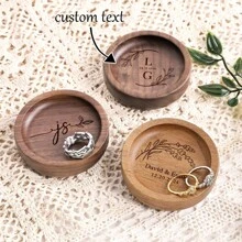 Valentine's Day Gift For Her,Valentines Decorations(For Home), Valentine's Day Decor,Gift For Girlfriend,Gift For Wife,Personalized Wooden Ring Dish, Custom Round Wood Ring Dish, Engagement Ring Holder, Wedding Gift For Couple, Round Jewelry Tray