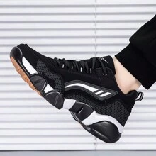 Giày thể thao nam cổ thấp chống trượt, chống mài mòn, thoáng khí, nhiều màu, trang trọng, ngoài trời, buộc dây, giày thể thao nam cổ thấp, giày thể thao da phong cách tối giản thanh lịch, giày tennis màu trơn, giày chạy bộ cổ thấp mùa xuân/thu cho nam - Đen và trắng - Xem 9