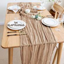 1/2pcs 90*180/300/400cm Red Bohemian Style Sheer Fabric Table Runners, Suitable For Party, Dining Table Decor, Valentine's Day, New Year, Engagement, Wedding, Shower, Birthday (Multiple Colors)