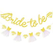 Gold Sliver And Rose Gold Bride To Be Banner Sign Double Sided Glitter Paper 3D Wedding Dress Rhinestone Bride Garland For Bridal Shower Engagement Wedding Bachelorette Just Married Party Decorations Supplies