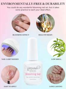 2 Stück 15ml Nagel Blüten Gel Klar UV LED Blüten Gel Lack für Sprüheffekt Marmor Naturstein Aquarell Blume Muster Abweichbares Nagel Gel DIY Nail Art Design Maniküre Geschenk für Frauen Nägel - Transparent - Übersicht 6