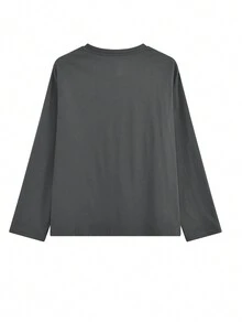 女士涂鸦小狗印花长袖 T 恤，秋季宽松百搭上衣