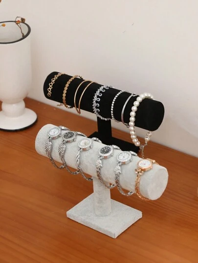 1 件/2 件单层亚麻/天鹅绒手链架珠宝展示架、手表架、头带收纳架，适用于珠宝店柜台