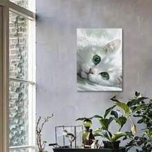 A White Cat-Wooden Frame Oil Painting 1 (3) Thickness 2.25cm/0.9 Inches, Home Gift Decoration, Room Decoration Aesthetics, Wall Decoration Art, Perfect Gift, Autumn And Winter Wall Decoration, Living Room Decoration, Bedroom Decoration, Kitchen Decoration, Entrance Decoration, Bathroom Decoration, Direct Wall Painting, High Quality Wall Painting Poster - White - View 9