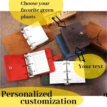 Cuaderno de A9, planificador recargable hecho a mano con anillas, mini libreta de hojas sueltas de piel vintage con 3 anillas, cubierta de piel personalizada - Multicolor - Ver 3