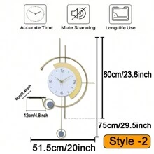1 pieza Reloj de pared oscilante dorado, de gran tamaño, de metal, con movimiento silencioso, estilo pastoril para decoración de jardín, reloj moderno y creativo para uso en interiores y exteriores, decoración de habitación, decoración de dormitorio, decoración de vuelta al colegio, decoración del hogar