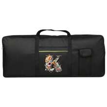 1 bolso de teclado de instrumento con estampado floral y letras, bolso protector de almacenamiento para teclado portátil a prueba de agua, con asa de transporte, funda anti-golpes para piano electrónico, ideal para viajes y almacenamiento en el hogar, de 61 teclas, con bolsillos dobles y protección completa contra el polvo