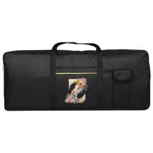 1 bolso de teclado de instrumento con estampado floral y letras, bolso protector de almacenamiento para teclado portátil a prueba de agua, con asa de transporte, funda anti-golpes para piano electrónico, ideal para viajes y almacenamiento en el hogar, de 61 teclas, con bolsillos dobles y protección completa contra el polvo