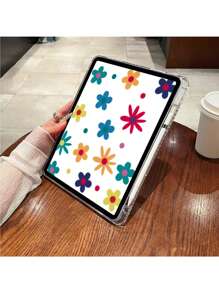 Ditsy Floral, Clear Backing Protective Case, Compatible With Ipad 10th Gen 10.9", 2024 Air 6, 2024 Pro 11" And More, With Pencil Slot, Transparent Acrylic Bottom Shell, Anti-Bend And Anti-Drop