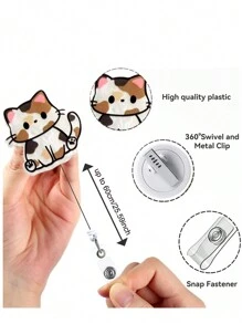 徽章夹伸缩夹可爱徽章卷轴夹伸缩夹可爱搞笑ID夹徽章卷轴伸缩适用于护士（可爱猫咪）、学校用品、返校 - 彩色 - 查看 2