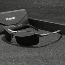 WEYFANY 男女通用方形经典金属框偏光太阳镜，户外运动驾驶钓鱼旅行眼镜，高级礼盒，夏季海滩度假、户外、旅行的节日礼物 - 彩色 - 查看 1