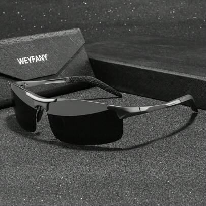 Gafas de sol polarizadas con montura de metal cuadrada clásica, unisex, WEYFANY, para deportes al aire libre, conducción, pesca, viaje, con caja de regalo premium, regalo ideal para vacaciones de verano, playa, viajes y exterior