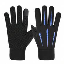 Waterproof Windproof Cycling Gloves - Outdoor Sports Warm Running Gloves (Blue) - Multicolor - View 6