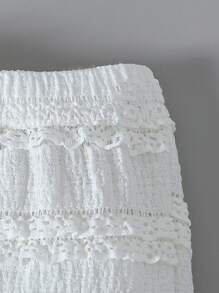 2 件女童休闲荷叶边无袖上衣 + 配套荷叶边喇叭裤套装