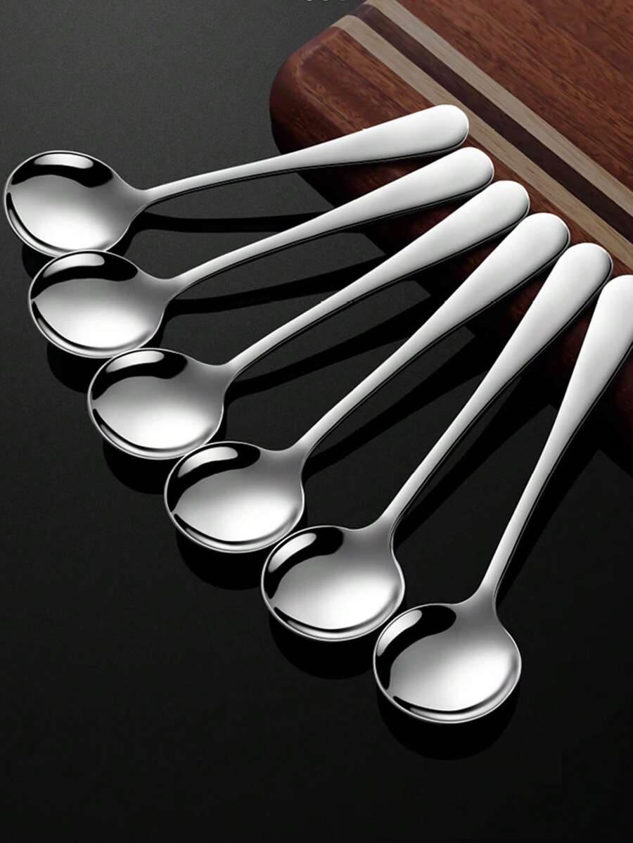 Bộ 1/6/12 thìa cà phê (4,5 inch), thìa, đồ bạc, thìa trà bằng thép không gỉ, thìa nhỏ, thìa cà phê đánh bóng gương, thìa tráng miệng cho gia đình, nhà bếp, nhà hàng, dùng được trong máy rửa chén khi trở lại trường - Bạc - Xem 1