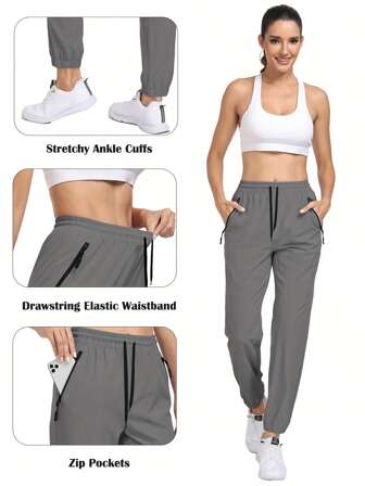 Hiking Pants Women Lightweight Joggers With Pockets Water Resistant Quick Dry Stretch Active For Travel Outdoor