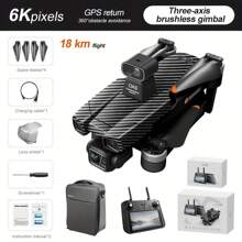 AE86 Pro Max+ Folding GPS Aircraft, Large Touch Screen Remote Control, 8K HD Aerial Photography, Digital Image Dynamic Transmission, Remote Control Range, 3-Axis Anti-Shake Head Camera, Is A Rare Gift