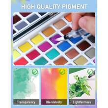 Nicpro 168 Colors Watercolor Paint Set Include Metallic Macaron Candy Fluorescent, 8 Synthetic Squirrel Painting Brushes, 25 Water Color Paper, Palette, Art Supplies Kit For Artist Adult Kid Beginner With Box - 168 Colors Watercolor Set - View 4