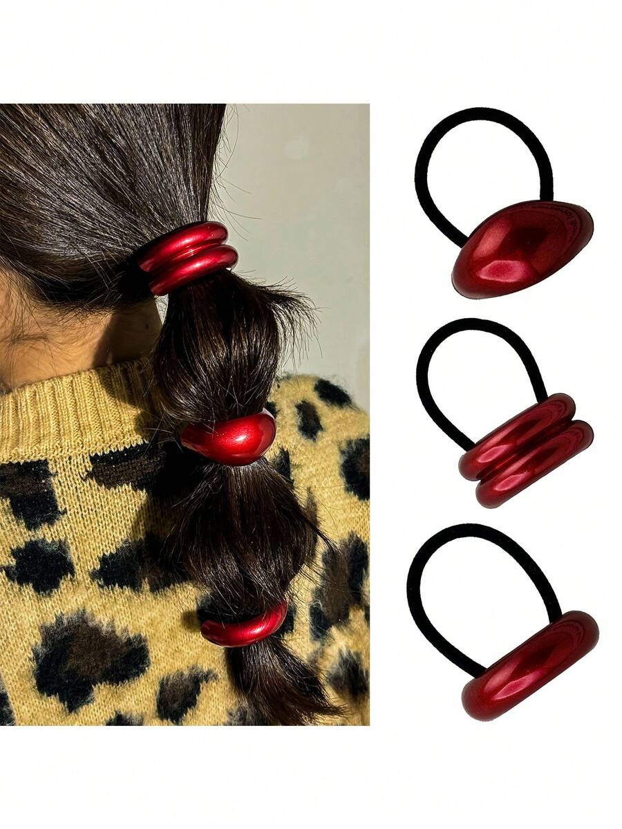 1/3pcs Set Retro Bohemian Style Metal Hair Scrunchies - Solid Color, Elegant For Women's Day And Everyday Use ,Ponytail Holders ,Hair Elastics ,Hair Rubber Bands ,Hair Rope