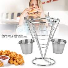 Soporte chapado para patatas fritas, cestas de alambre de hierro, estante de exhibición, suministro de alimentos para Buffet, - Plateado - Ver 2