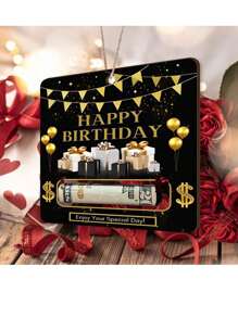 Porta-dinheiros de aniversário com charme para dinheiro, enfeite de pendurar cartão de dinheiro de feliz aniversário colorido para carro e casa, presentes de dinheiro surpresa para festa de aniversário para amigos da família, citações de aniversário, presente de madeira de dinheiro de aniversário