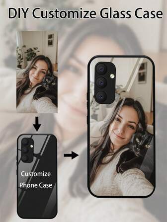 1pc Customized Family/Couples/Children/Pets Photo Engraved High-Definition Glass Phone Case Compatible With Samsung S25/S25Plus/S25Ultra/S24FE/S24Ultra And Other Android Phone Models