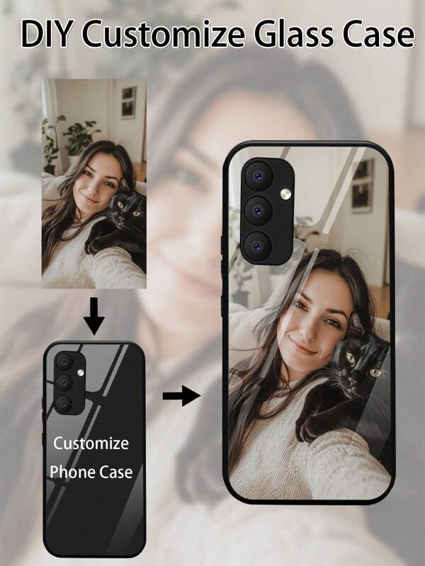 1 stuk gepersonaliseerde foto van een gezin/koppel/kind/huisdier gegraveerd in high-definition glas, compatibel met Samsung S25/S25Plus/S25Ultra/S24FE/S24Ultra en andere Android-telefoonmodellen