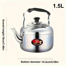 1pc, Stovetop Tea Kettles, 1.5L-6L Stainless Steel Kettle, Electromagnetic Stove Gas Stove Universal Kettle, Household Tea Pot Commercial Large-Capacity Water Kettle, Summer Winter Drinkware, Home Kitchen Items Back To School Supplies Travel Accessories - Silver - View 10
