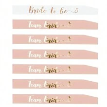 11/7pcs Bride Shoulder Strap Sash White Rose Golden Bride To Be Shoulder Strap + Rose Golden Bridesmaid Bride Shoulder Strap Single Party Supplies Bride Bath Decoration Bridesmaid Decoration Etiquette Belt Gift Wedding Party Valentine's Day Decoration